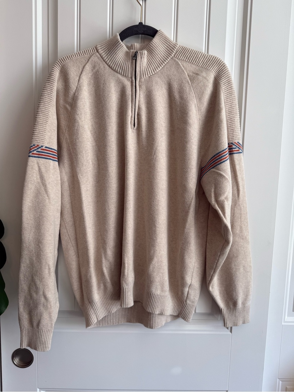 Marine Layer Archive Big Bear Quarter Zip Sweater Men's XL Oatmeal Retro Ski